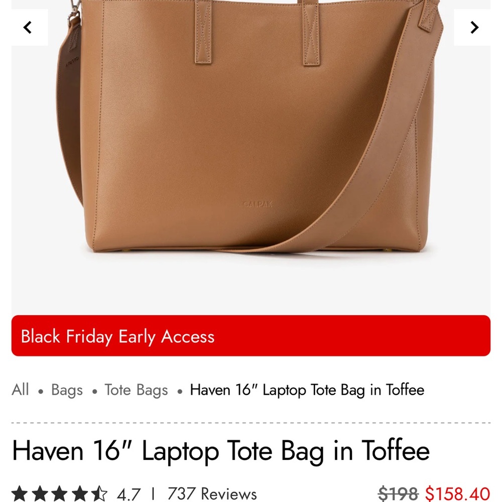 Calpak Haven Laptop Tote Bag in Toffee